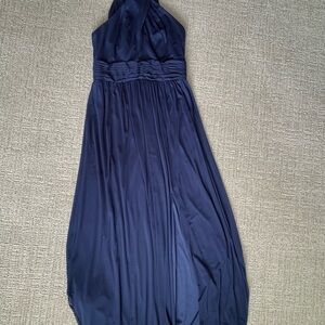 Elegant Navy Blue Halter Dress
